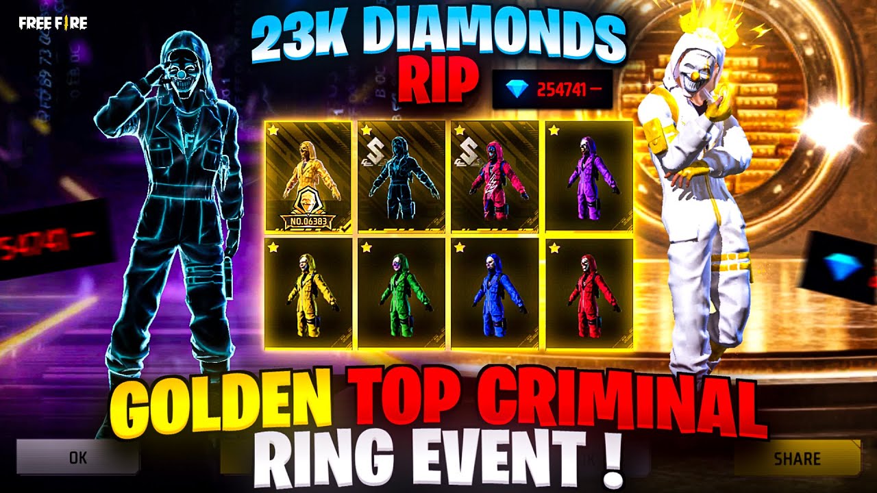 23K Diamonds GONE | Golden Top Criminal Ring Event 🎭 | Garena Free Fire