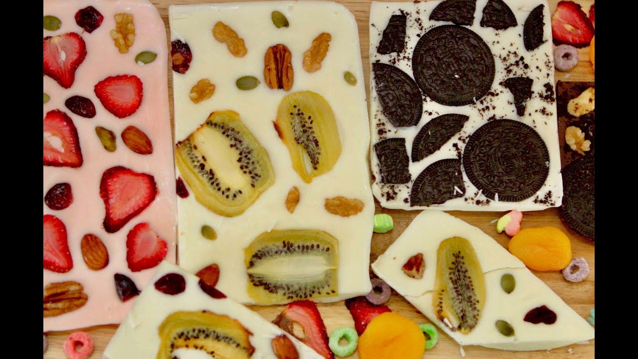 شيكولاته بالفواكه المجففه وشيكولاته بالاوريو طعمها تحفه   Dried Fruits Chocolate Bark