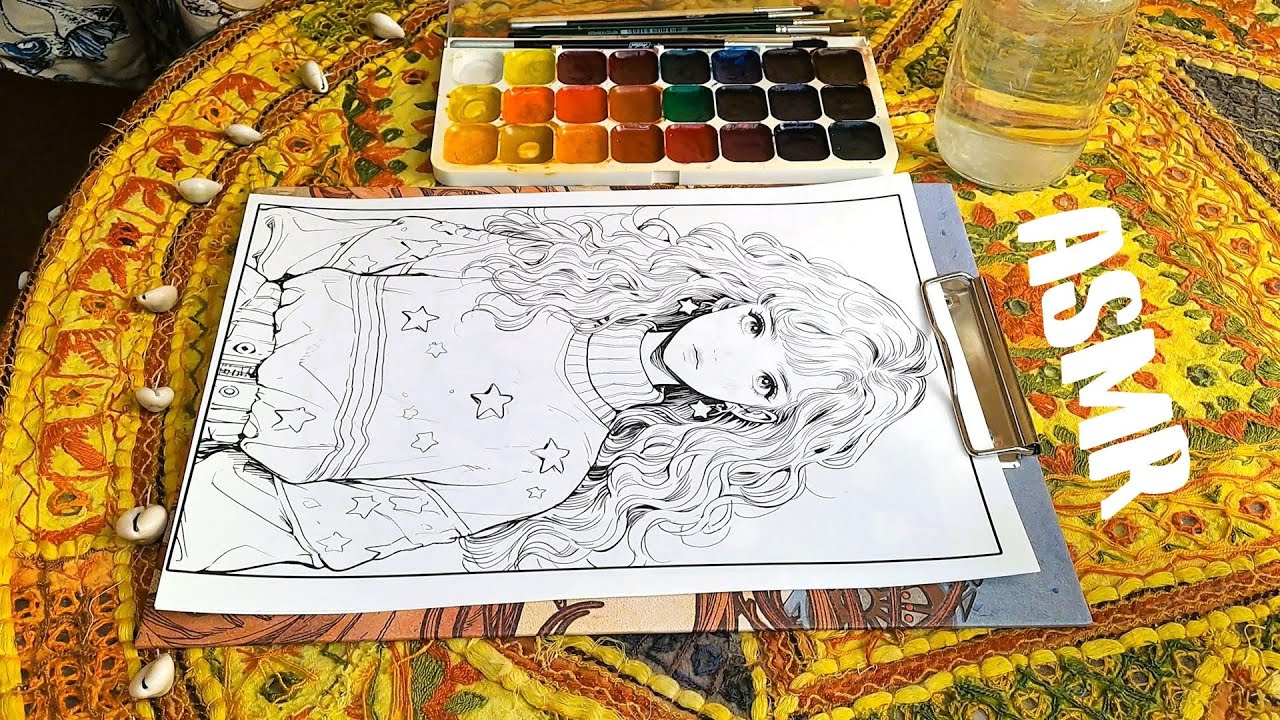 ASMR Coloring girls and storytelling (soft voice, Russian accent)