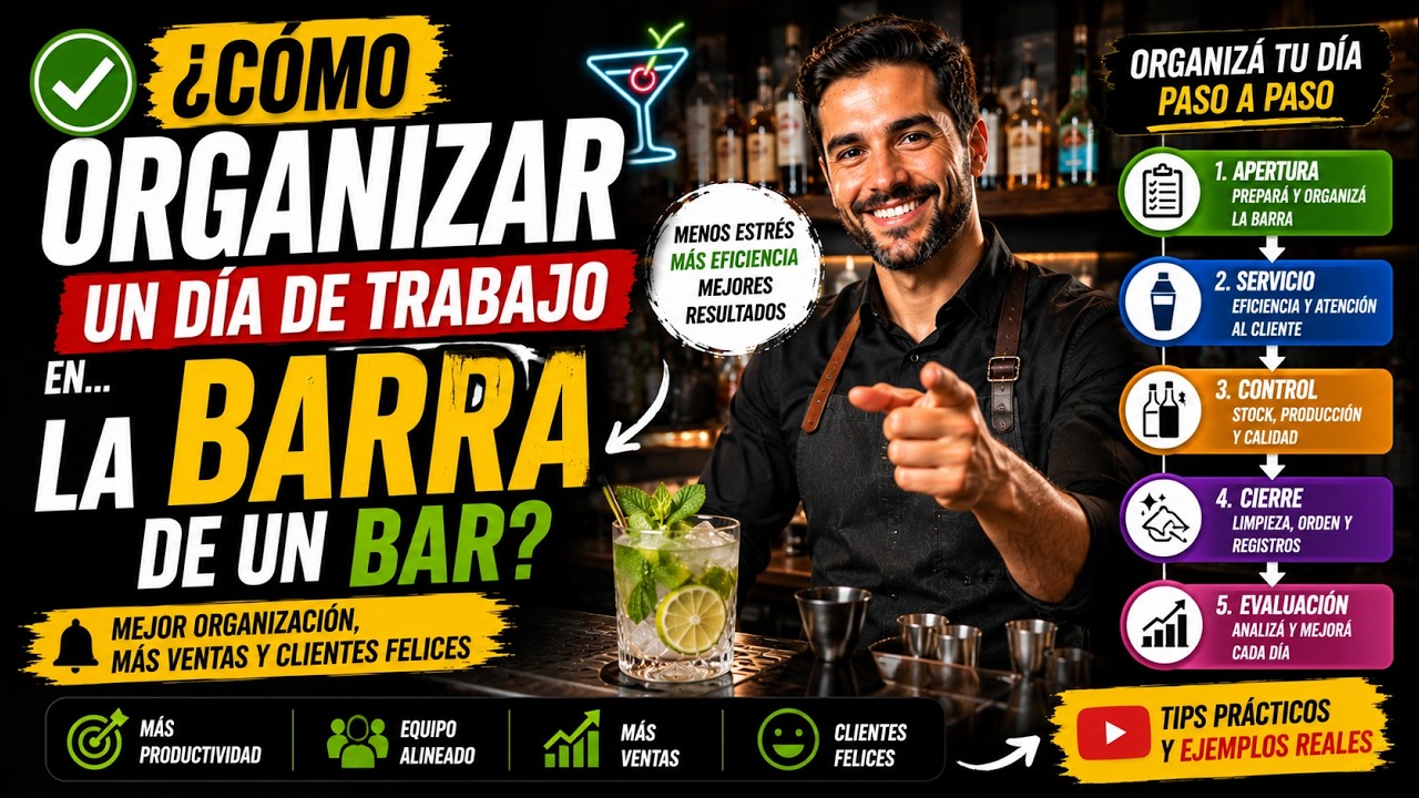 ✅¿Cómo ORGANIZAR un día de trabajo en... la BARRA de un BAR? 🔔