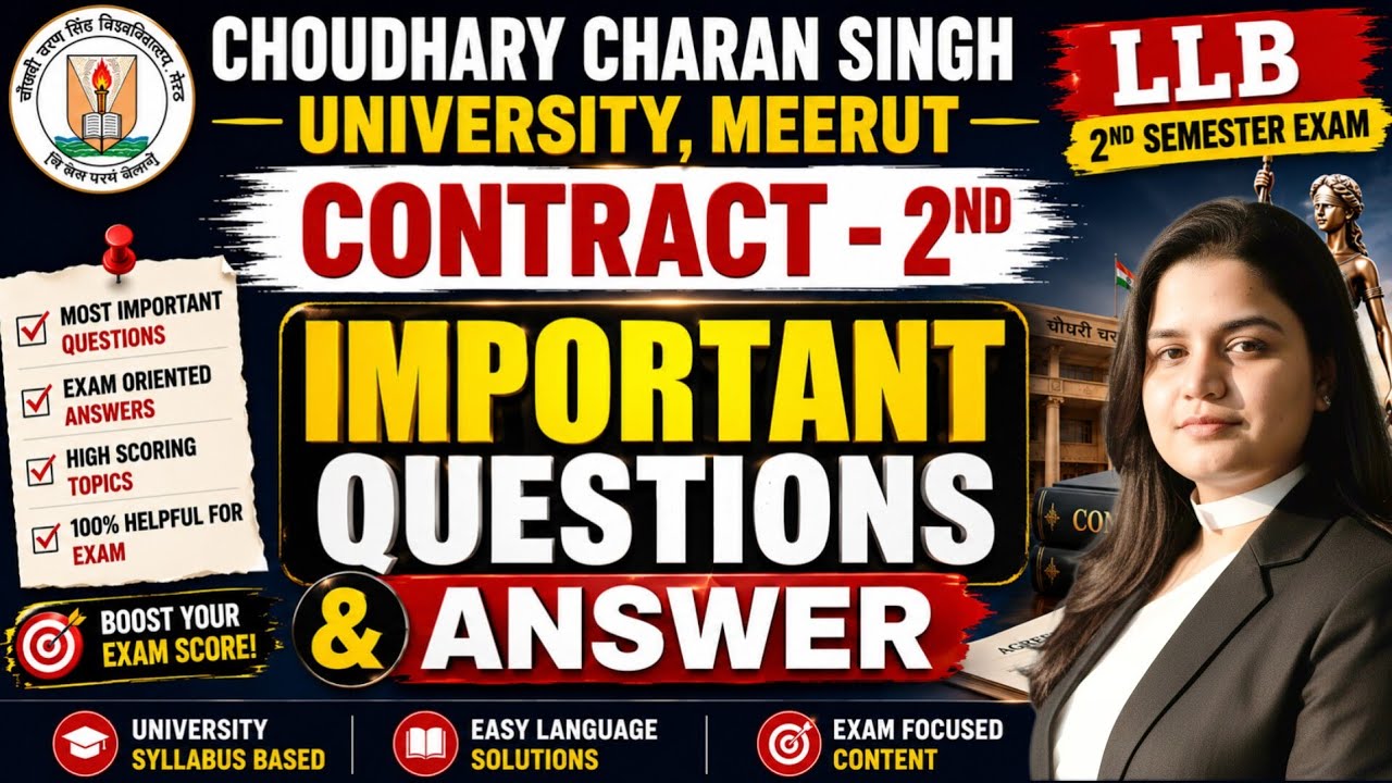 CCS University Meerut LLB 2nd Semester Important Questions: Contract Law Important Questions | CC...
