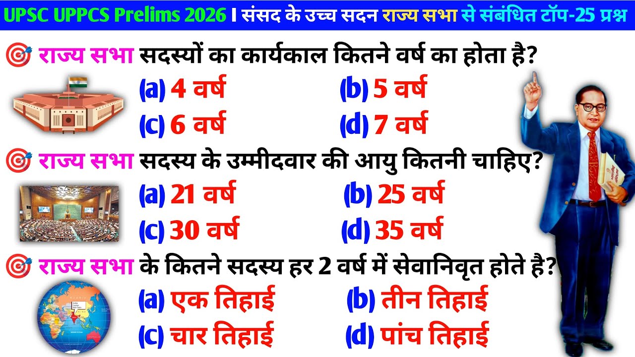 Rajya Sabha Top- 25 Prashn | UPSC | UPPCS Prelims 2026