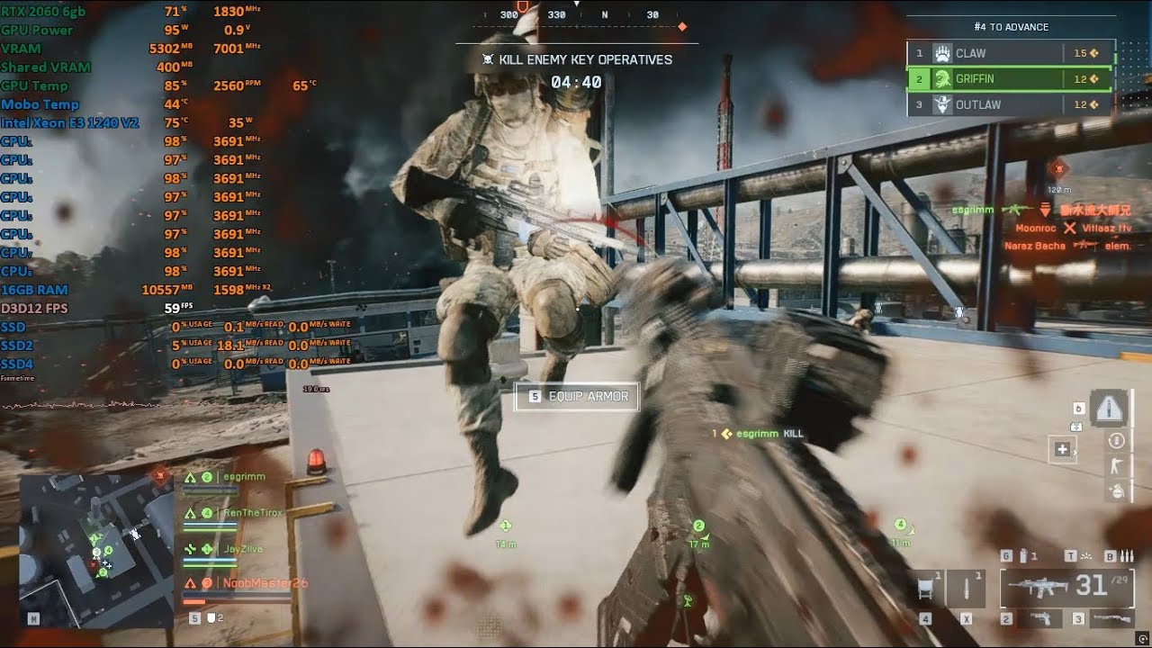 Battlefield™ REDSEC on Xeon E3 1270 v3 / RTX 2060 6GB