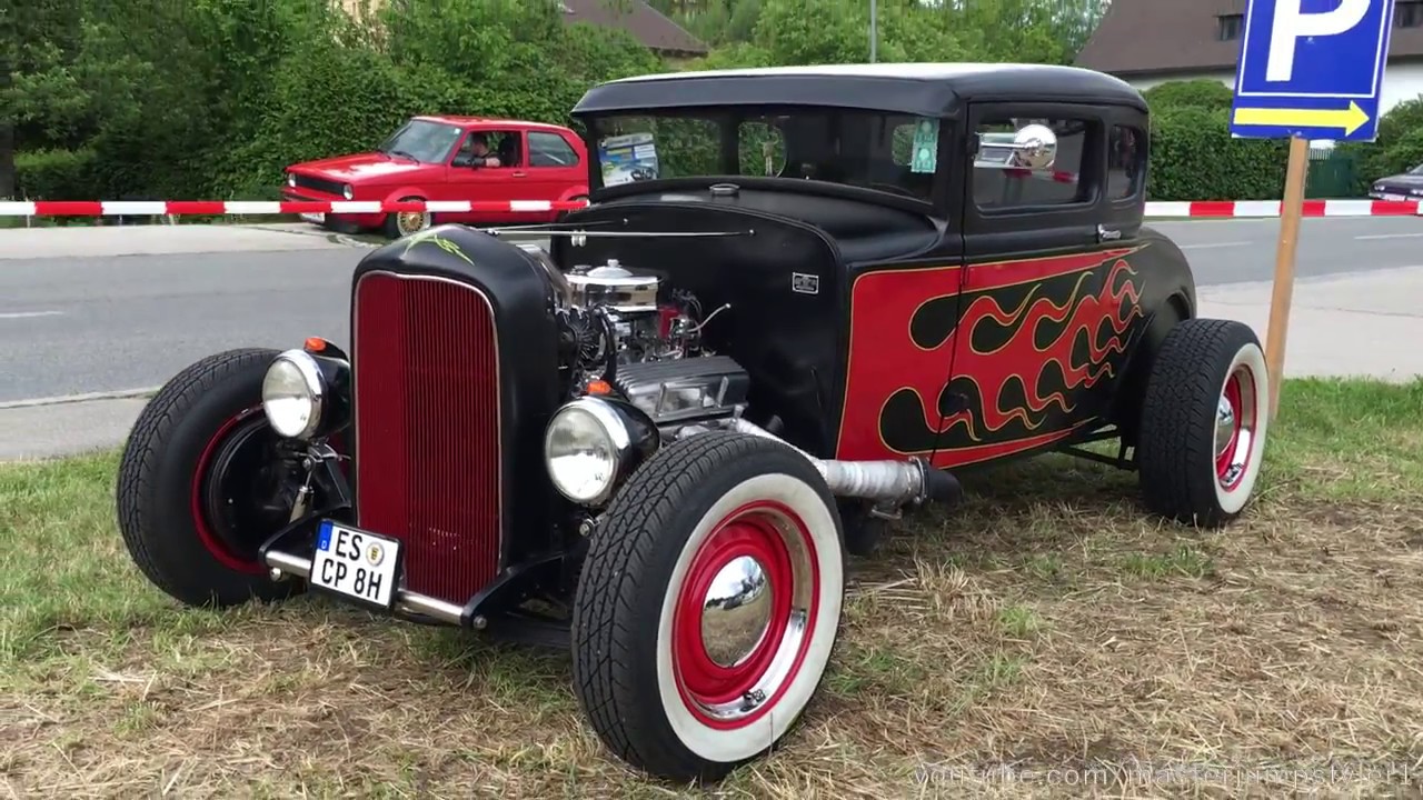 Classic Hot Rod car with firestripes