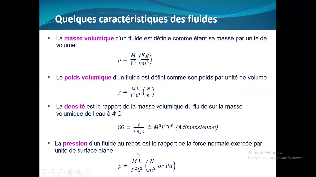 Mécanique de fluides:Introduction,viscosité,densité& Fluid mechanics: Introduction,viscosity,density