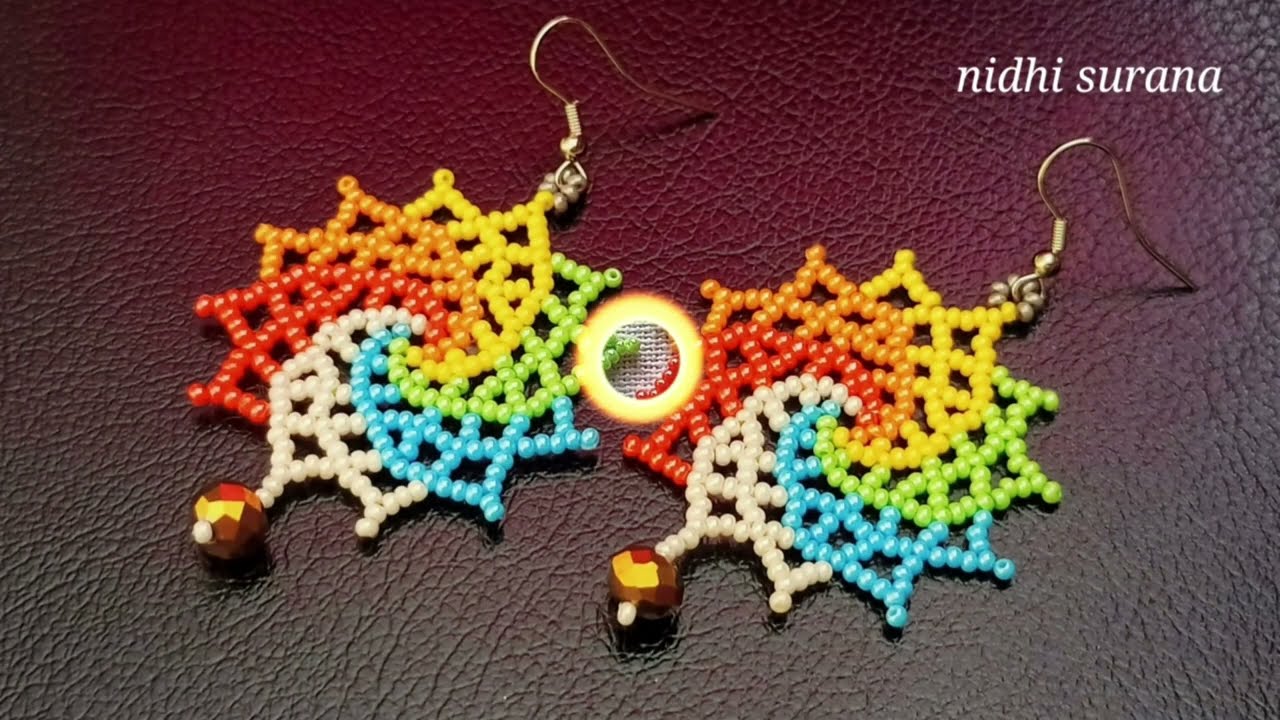 Colorful Pinwheel Earrings/How to make Seed bead jewelry at home/Aretes Tutorial diy
