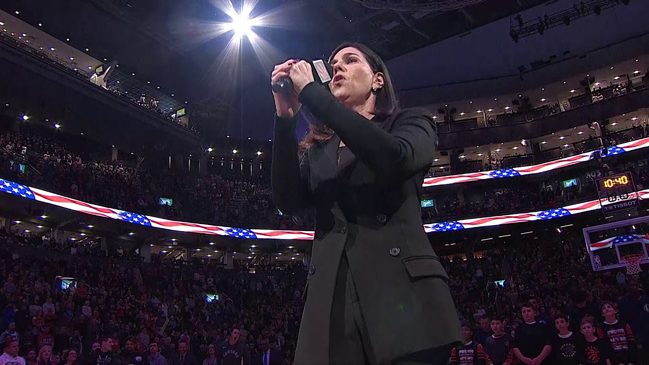 Aviva Rajsky sings national anthems at historic Raptors victory, Dec, 22, 2019.