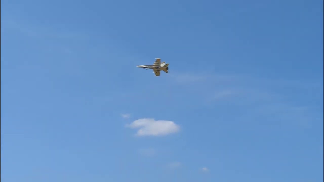 Yellow aircraft F-18 twin maiden and crash