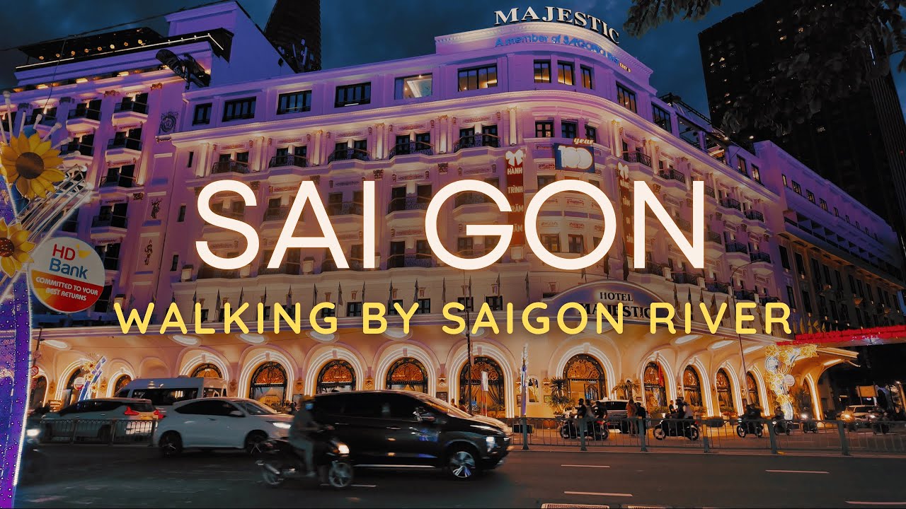 Saigon Vietnam 🇻🇳 | 4K Walking Tour by Saigon River | City Lights and Ambience in District 1