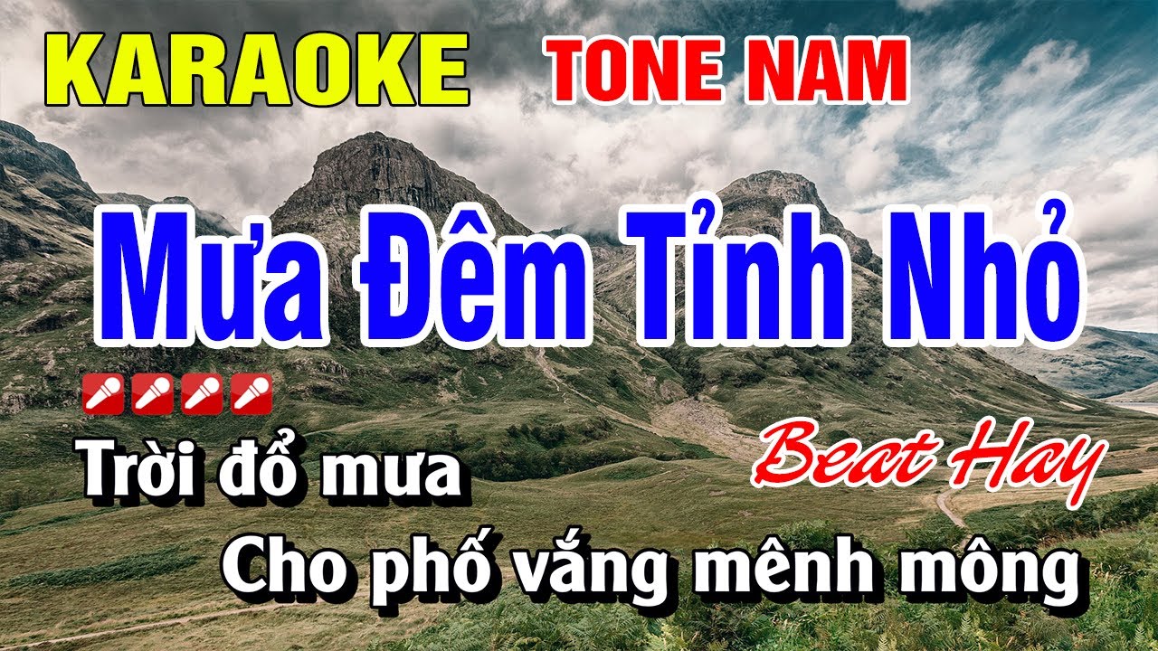 Karaoke Mưa Đêm Tỉnh Nhỏ Tone Nam Nhạc Sống Beat Hay | Nguyễn Linh