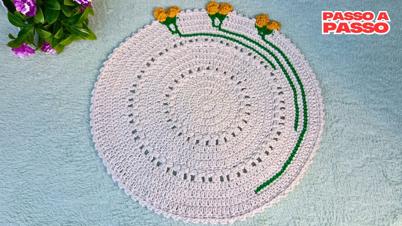 Sousplat de crochê tulipa - (Sem embabada) #crochet #croche #sousplat #passoapasso#art #arte 