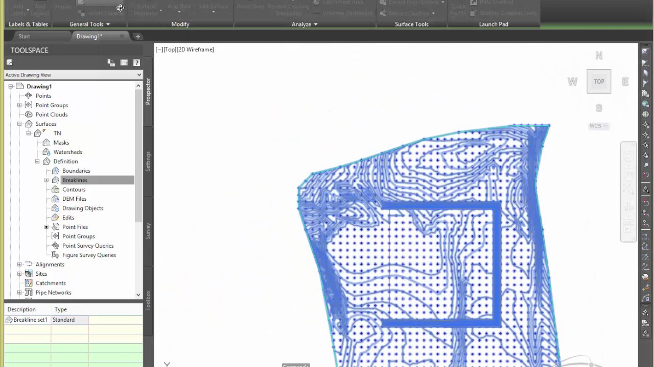 AutoCAD Civil 3D 36 Superficie Breaklines Línea de ruptura