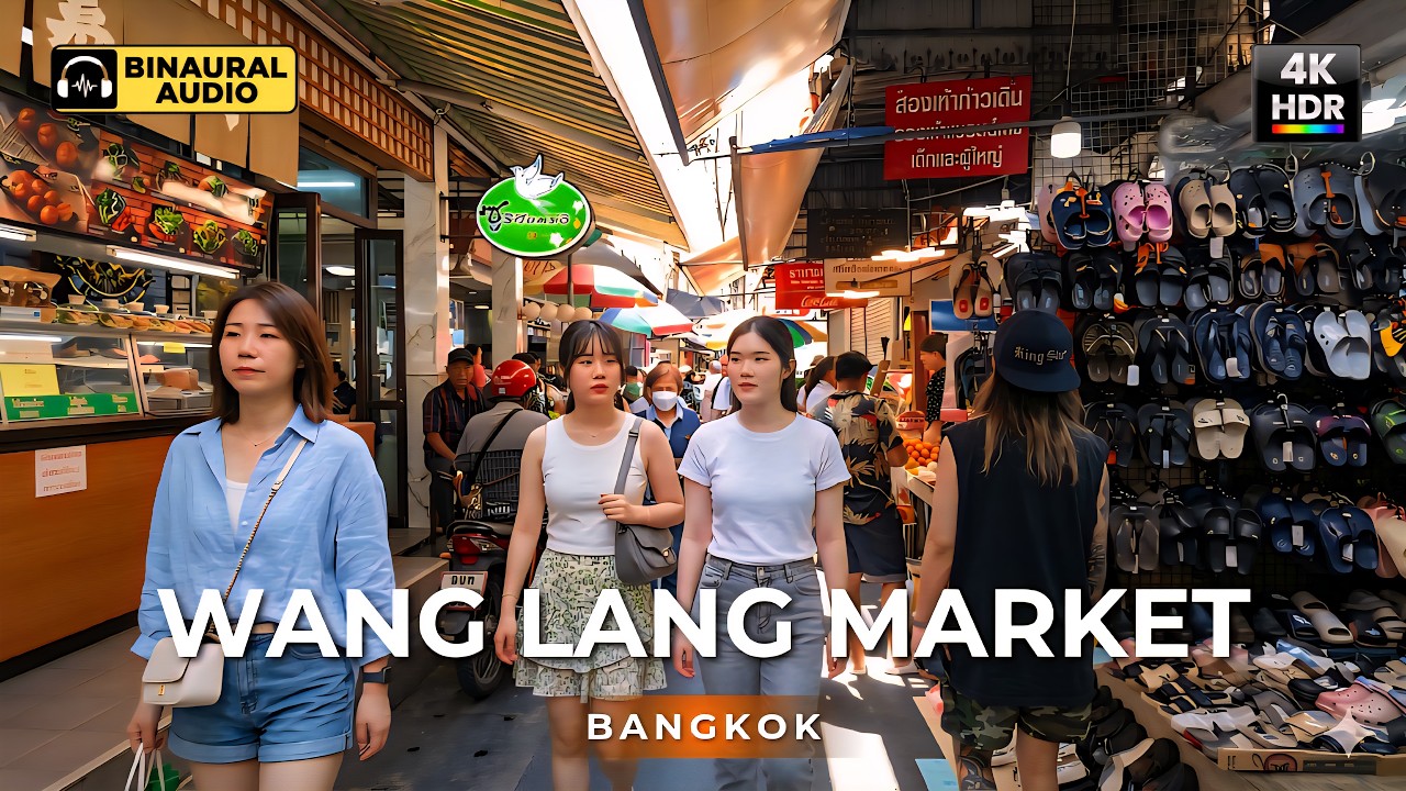 Wang Lang Market Bangkok 🇹🇭 Street Food & Riverside | 4K HDR Binaural Audio 🎧