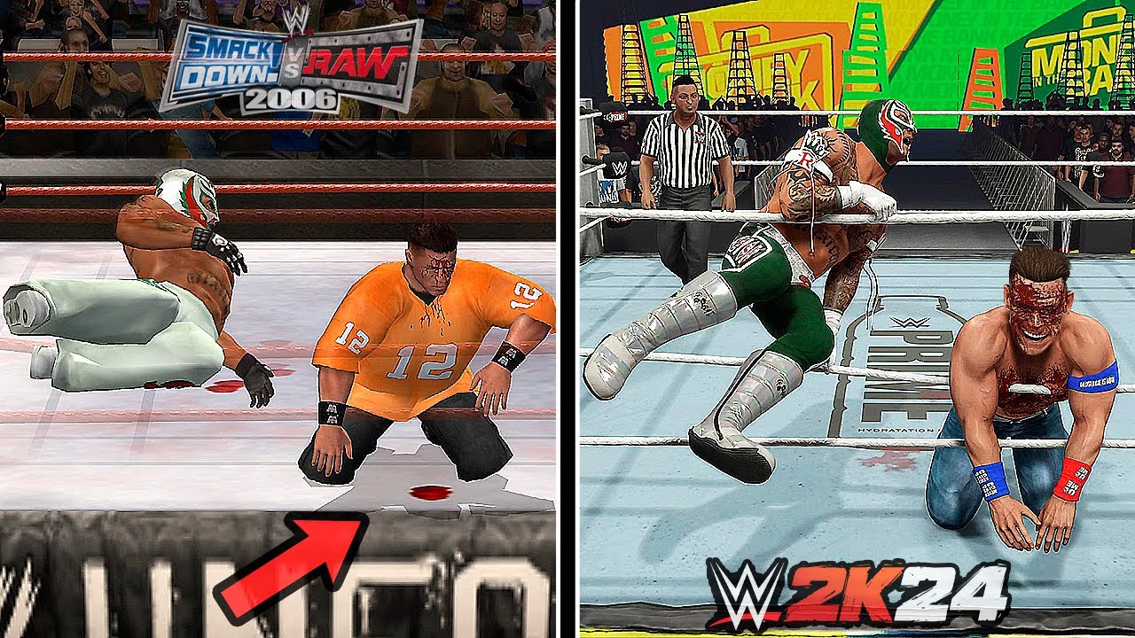 WWE Smackdown vs Raw 2006 Vs. WWE 2K24 (Epic Finishers Comparison) !!!