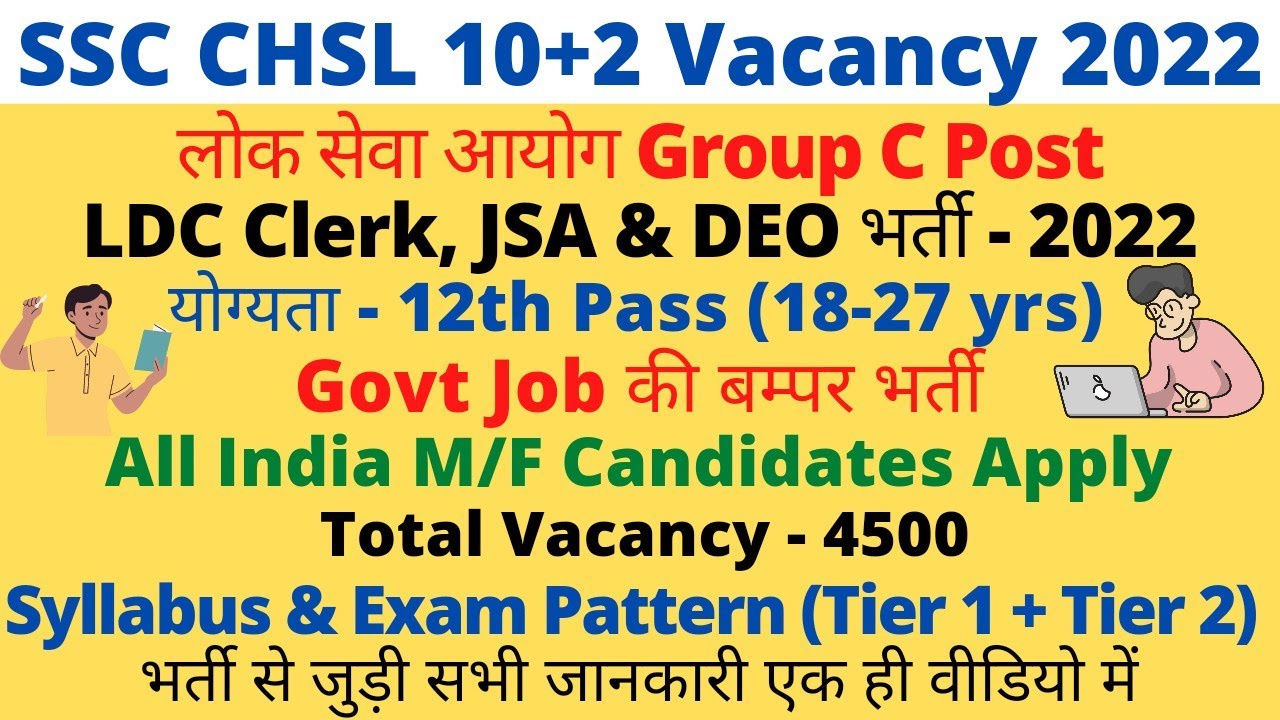 SSC CHSL 10+2 Official Notification 2022 | Eligibility & Age Limit | Syllabus & Exam Pattern
