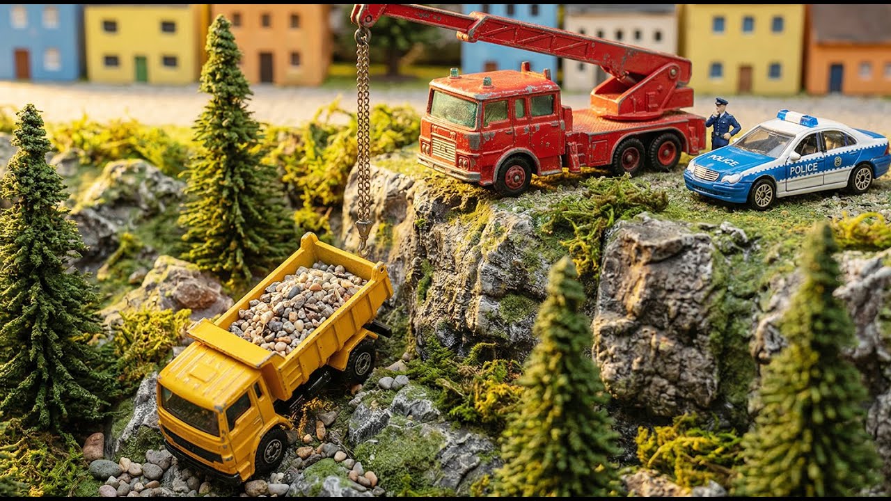 Tiny Rescue Team Toy Truck Adventure in Miniature Town! 🚒🚓 Learn Colors & Teamwork for Kids