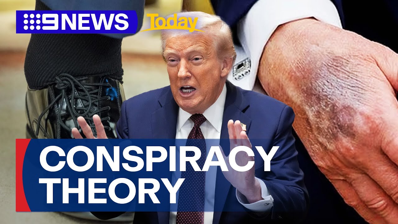 Donald Trump appears at golf after viral online conspiracy theory | 9 News Australia