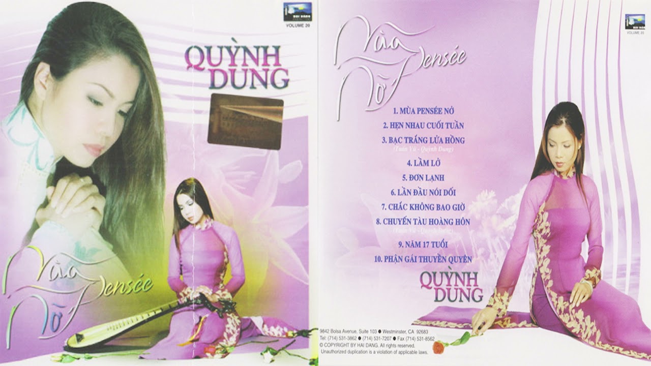 CD QUỲNH DUNG - Mùa Pensee Nở | CD Gốc Nhạc Vàng Trữ Tình Xưa (Hải Đăng CD)