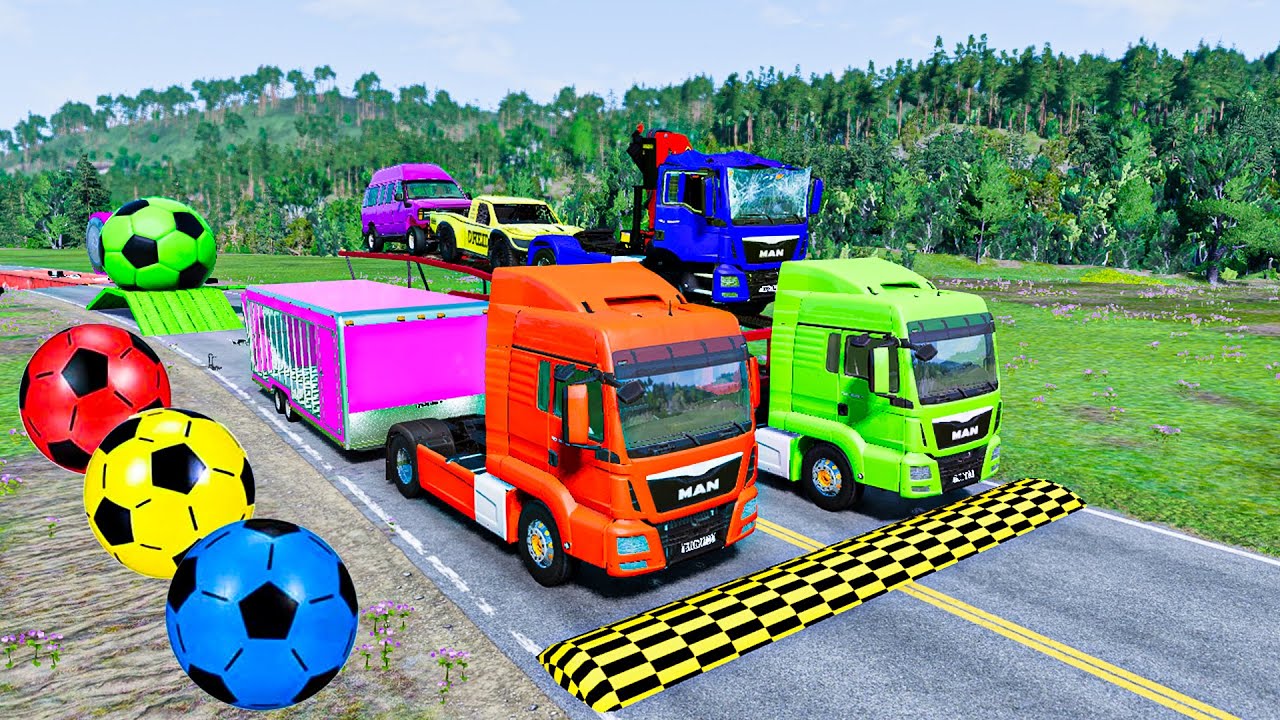 Mcqueen car racing | Truck transport | BeamNG drive | 421