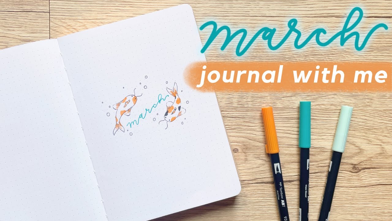 BULLET JOURNAL SETUP | march 2024 🫧🌊 (koi fish theme)
