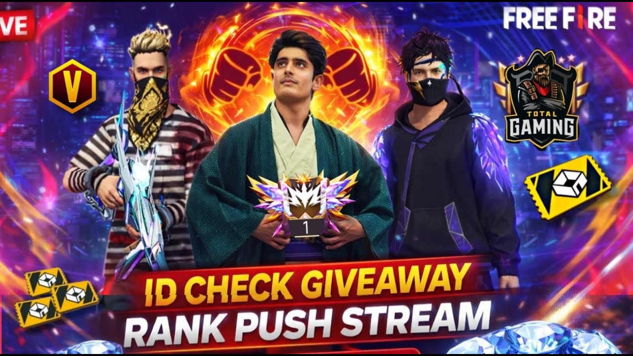 FREE FIRE LIVE 🔴 ID CHECK + DIAMOND GIVEAWAY 💎 | RANK PUSH WITH AJJUBHAI