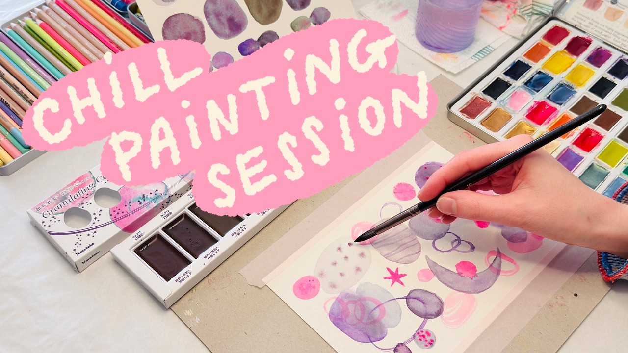 Draw with me ✧ Watercolor painting with the Kuretake granulating palette
