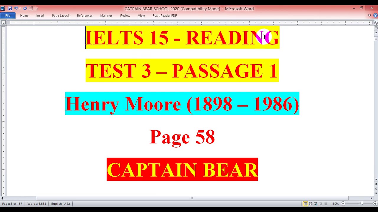 READING - IELTS 15 - HENRY MOORE