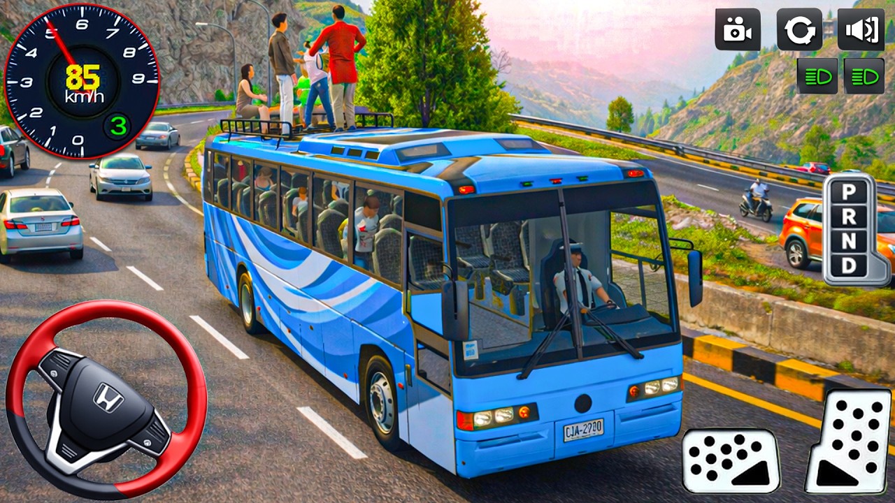 Bus Driving Euro Coach 3D: Drive to City explore mountain routs bus game - android gameplay