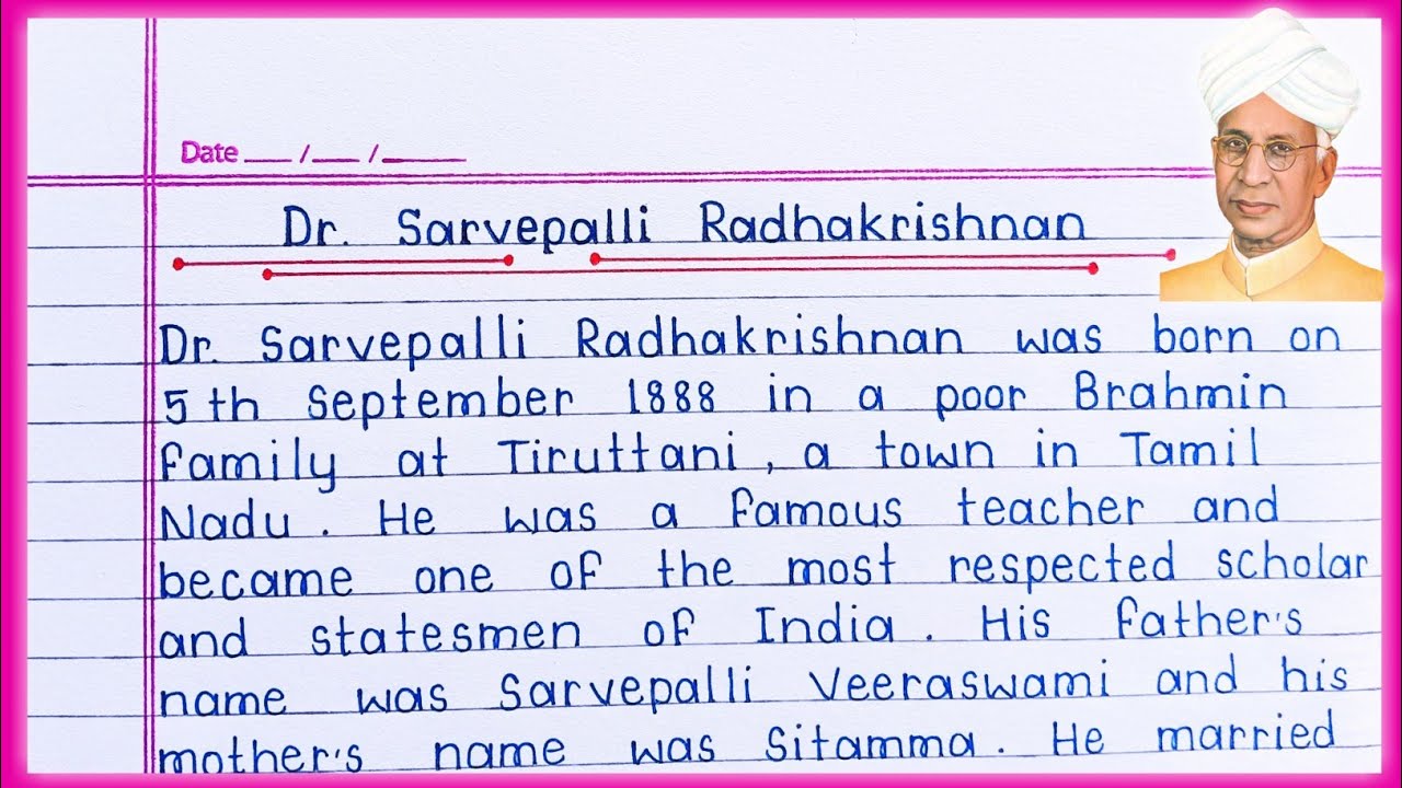 Essay on Dr. Sarvapalli Radhakrishnan in English || Dr. Sarvapalli Radhakrishnan essay writing ||