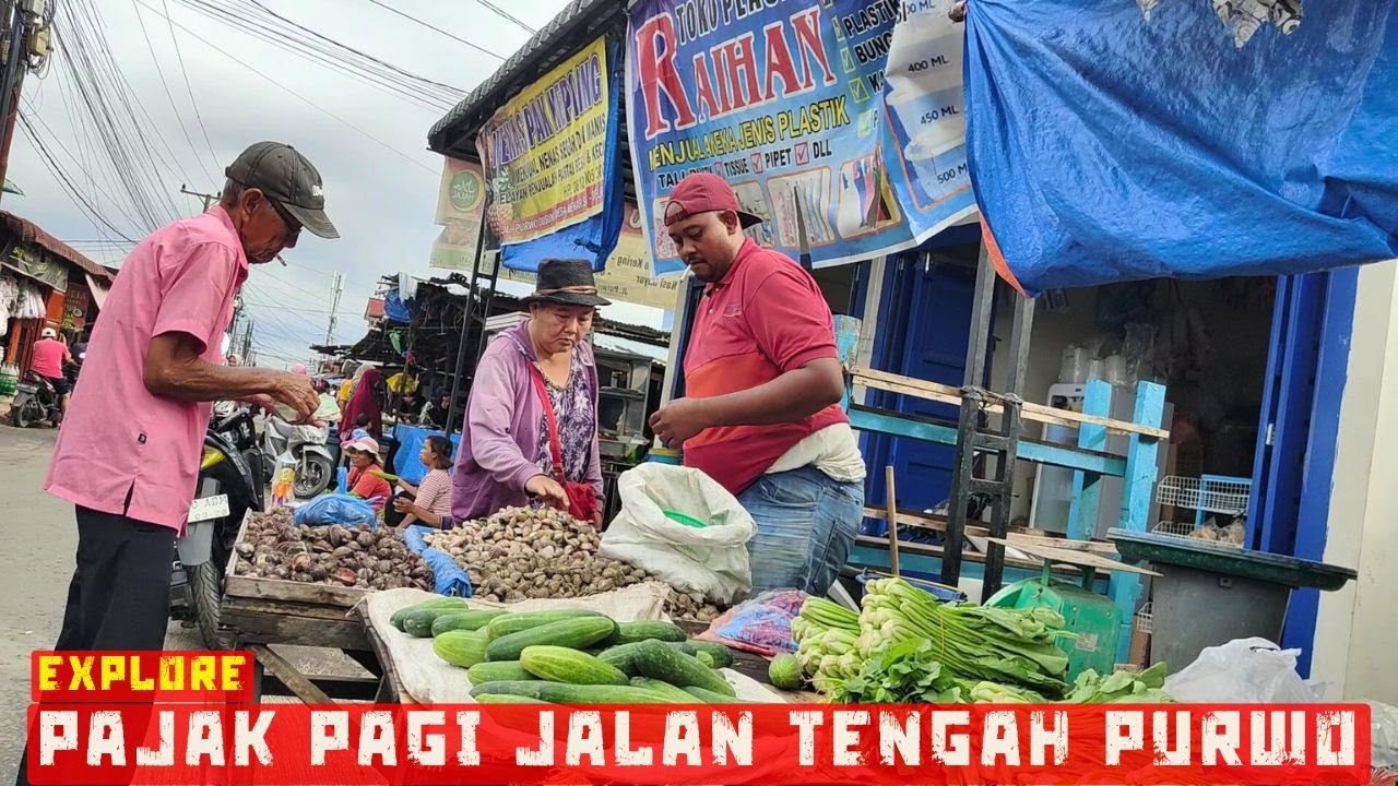 Suasana Pagi Pajak Purwo Delitua | Ramai Pembeli & Lalu Lalang Kendaraan | Deli Serdang
