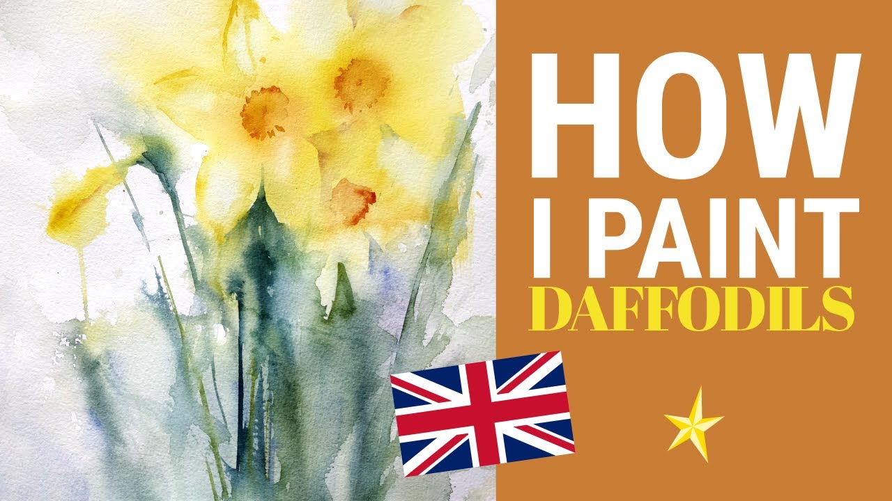Painting daffodils in watercolor - ENGLISH VERSION