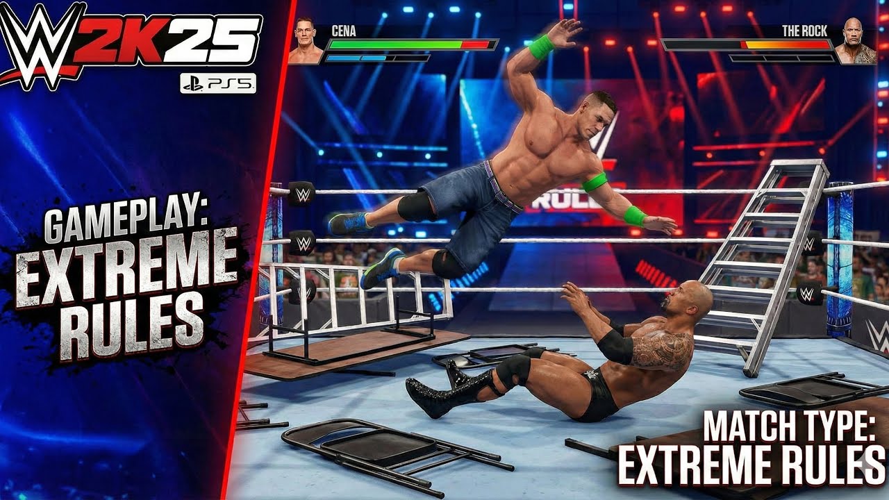 WWE 2k25 PS5 Gameplay John Cena vs The Rock | Extreme Rules