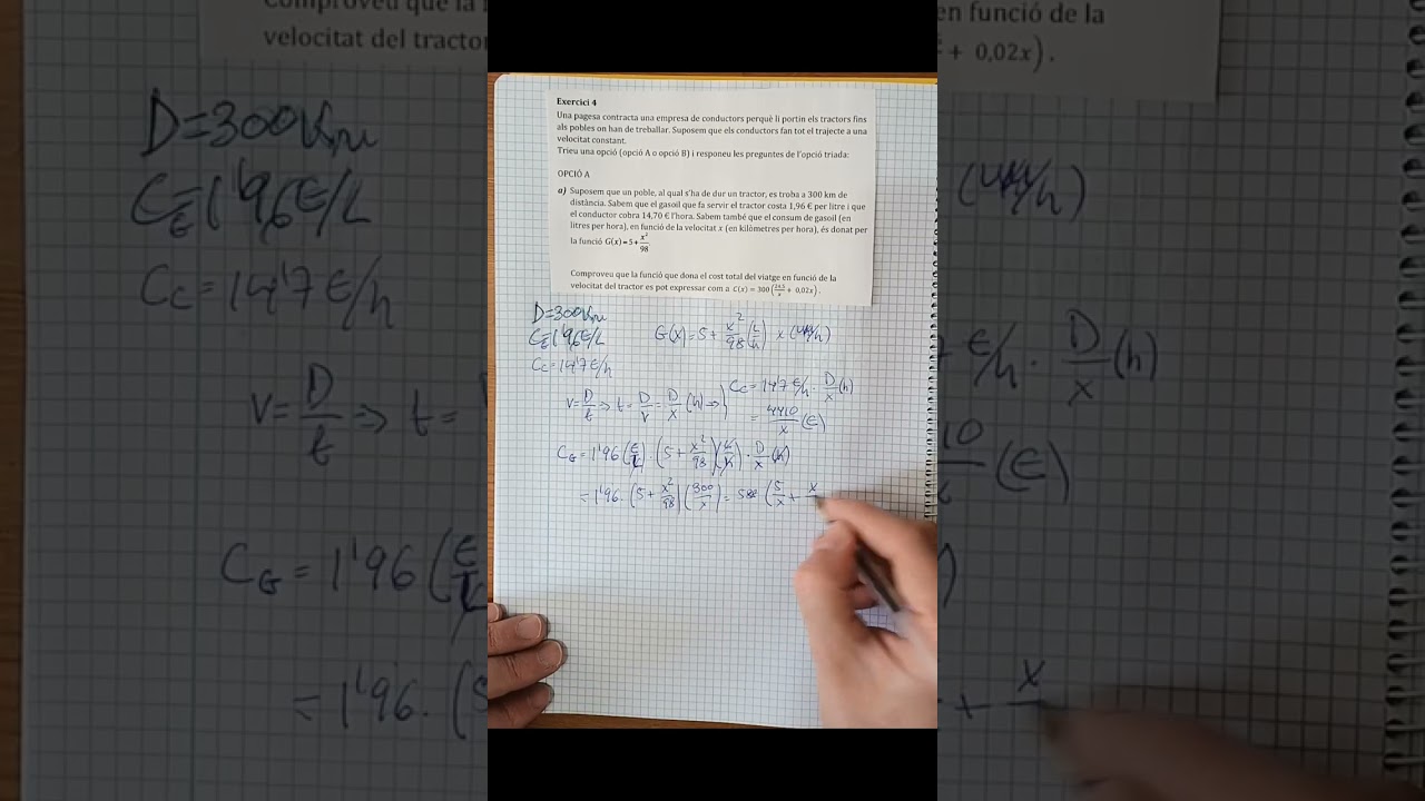 EBAU 2025 Matemáticas Ciencias Sociales, Cataluña, Problema 4a. Funciones