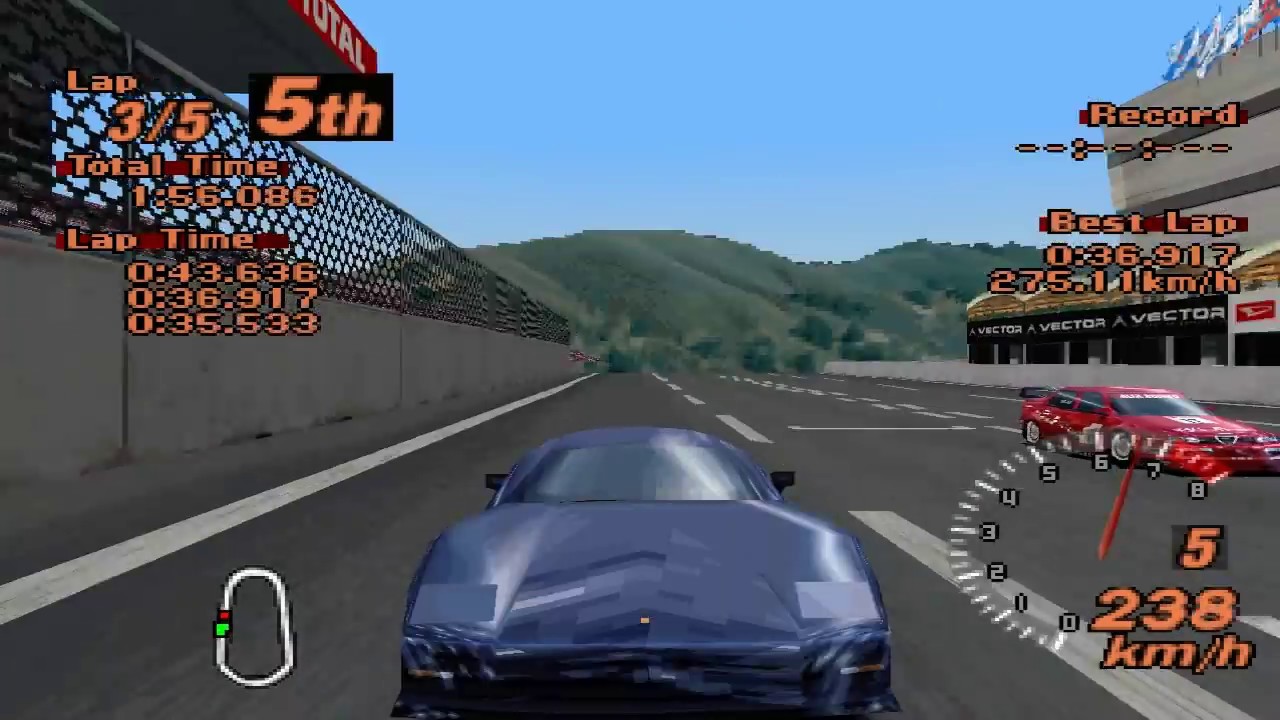 Gran Turismo 2 - Super Speedway - Lister Storm V12 Road Version - ePSXe 1.8.0