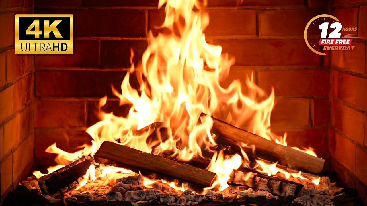 🔥 Cozy Fireplace 4K Ambience with Crackling Fire Sounds. Relaxing Fireplace Burning for TV 4K UHD.