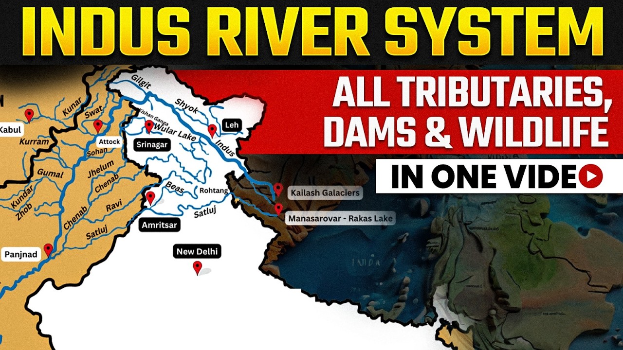Complete Indus River System in One Video | All Indus Tributaries, Dams & Wildlife Covered | UPSC