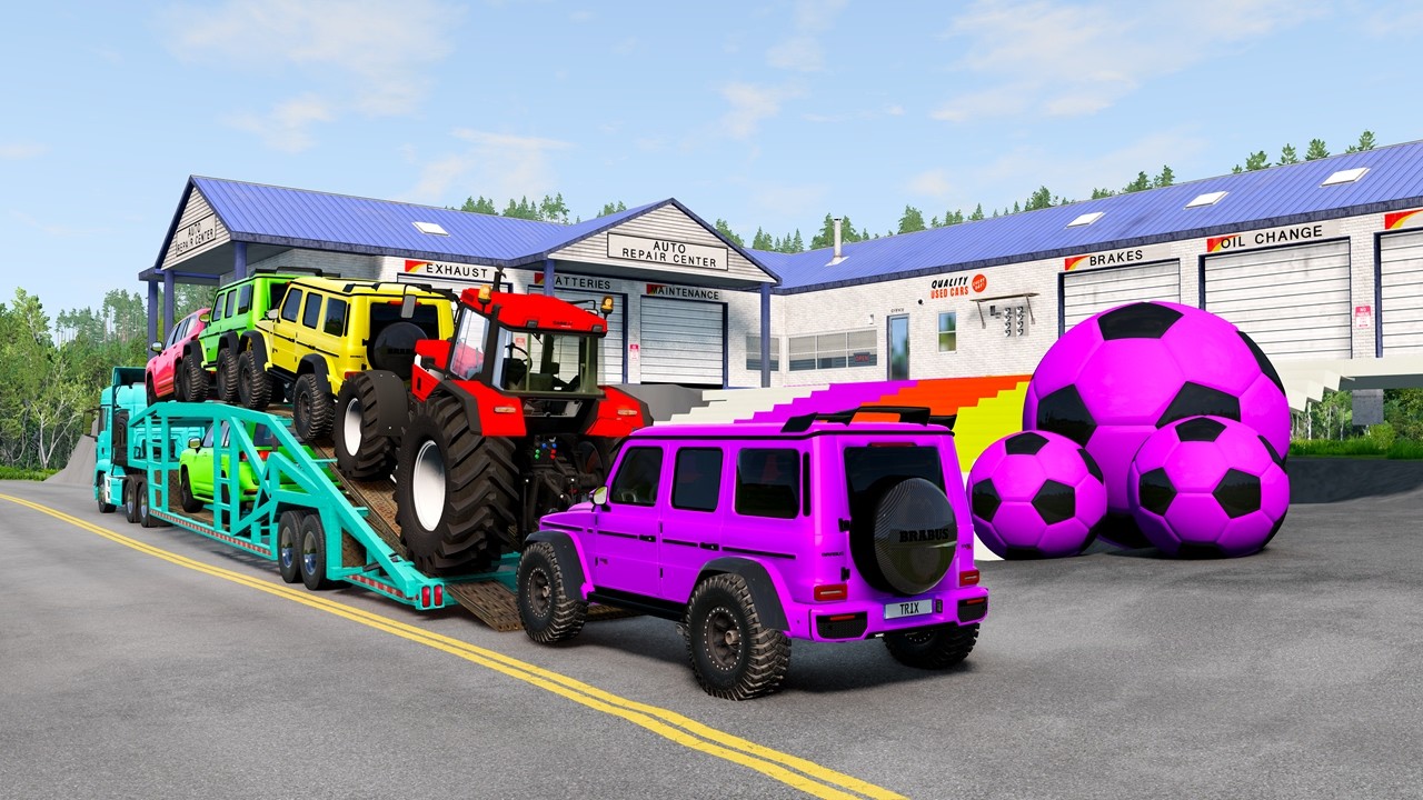 Flatbed Truck McQueen | Transportation with Truck - Pothole vs Car #48 | BeamNG.Drive Gameplay