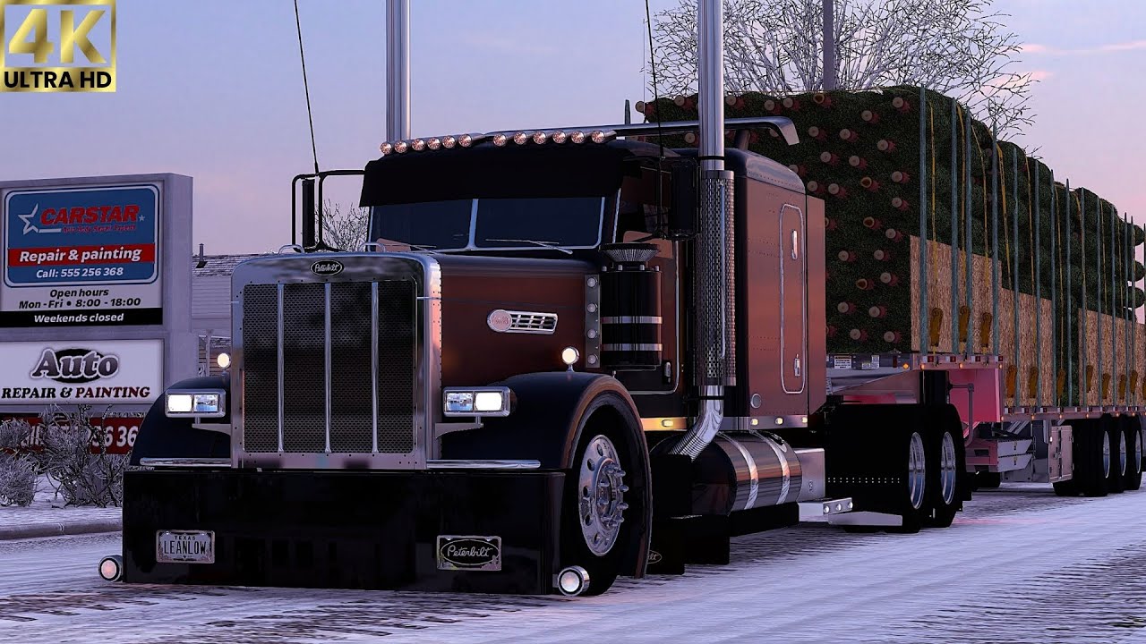 ATS 1.57 Mods | 4K | Santa on tour with Christmas Tree the Haterbilt and M4c Step Deck 48`