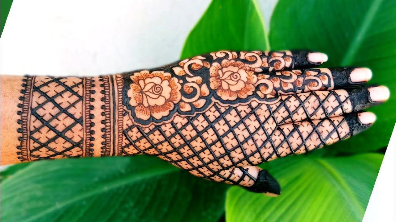 New full back hand rose and net mehndi design || New mehndi designs || shaded rose mehndi design
