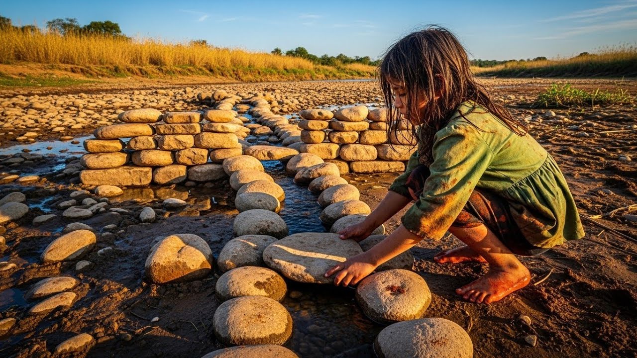 A menina órfã construiu uma ponte de pedras no rio seco e o que surgiu ali parou a cidade