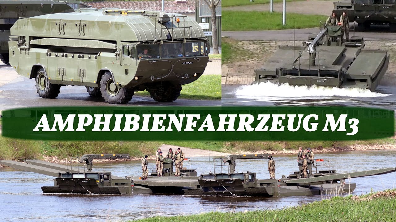 Das schwimmende Monster AMPHIBIE M3 auf der Weser - &Uuml;bungen beim PzPiBtl 130 Minden