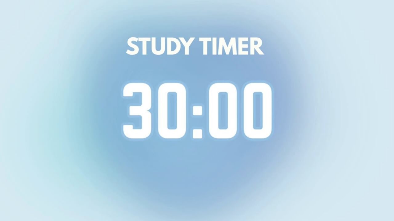 30 minutes Study pomodoro timer. Sky blue study timer. For studying/reading/writing/meditating.