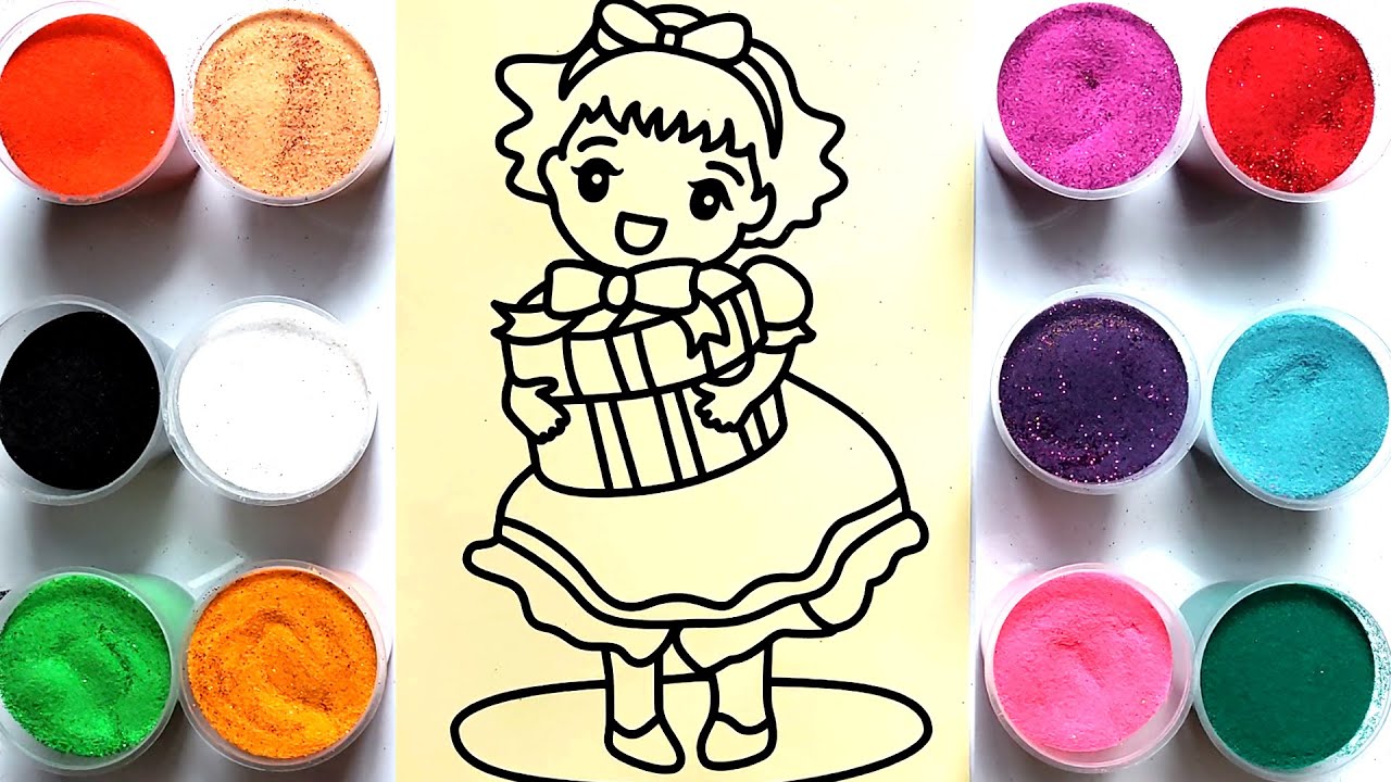 Tô Màu Tranh Cát Công Chúa Xinh Đẹp ✅ Easy Tips Drawing Coloring and Sand painting colors |Nú tv