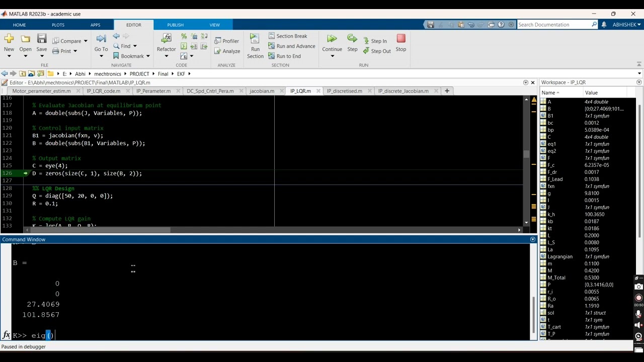How to Control an Inverted Pendulum on a Cart Using LQR in MATLAB