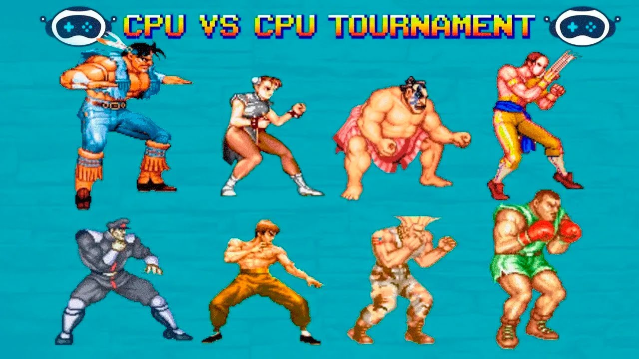 STREET FIGHTER 2 - THE NEW CHALLENGERS  - CPU Vs CPU FULL AI TOURNAMENT BATTLE - SNES VERSION