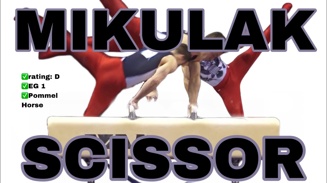MAG artistic gymnastics skills, pommel horse (Mikulak [D]) slow-mo, tutorial