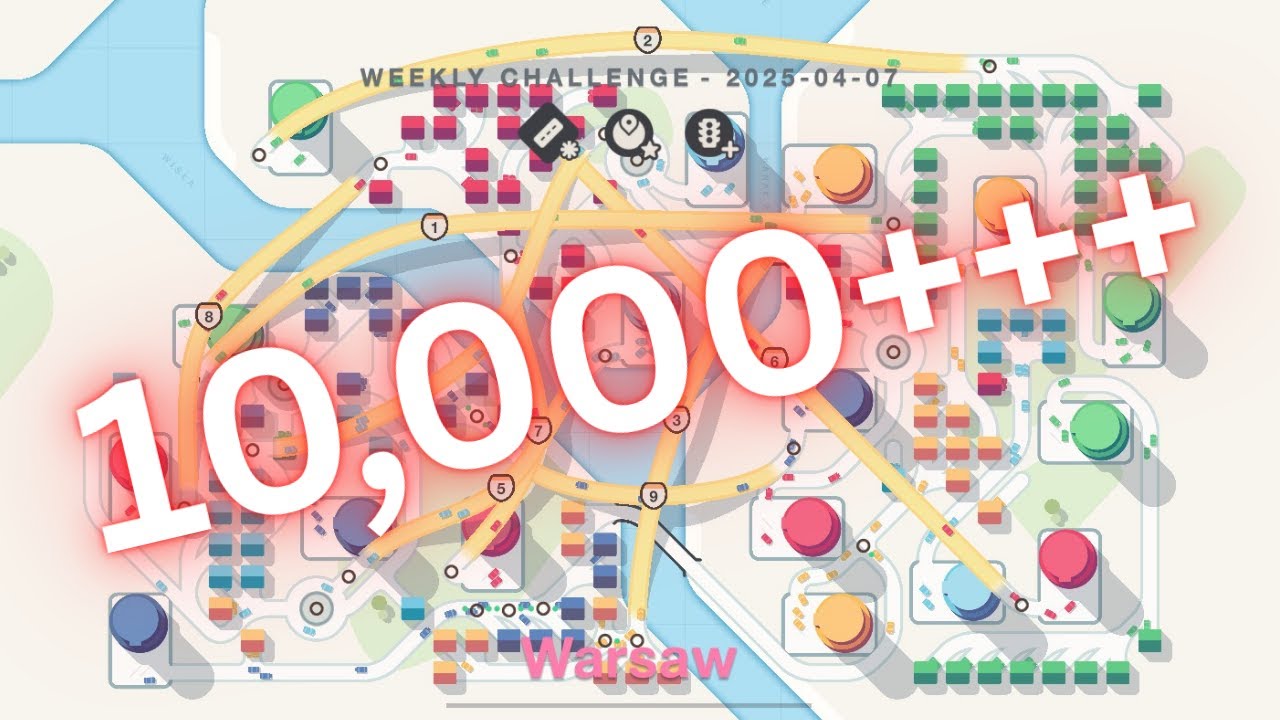 i got over 10,000 in the Warsaw mini motorways weekly challenge (7/4/2025)
