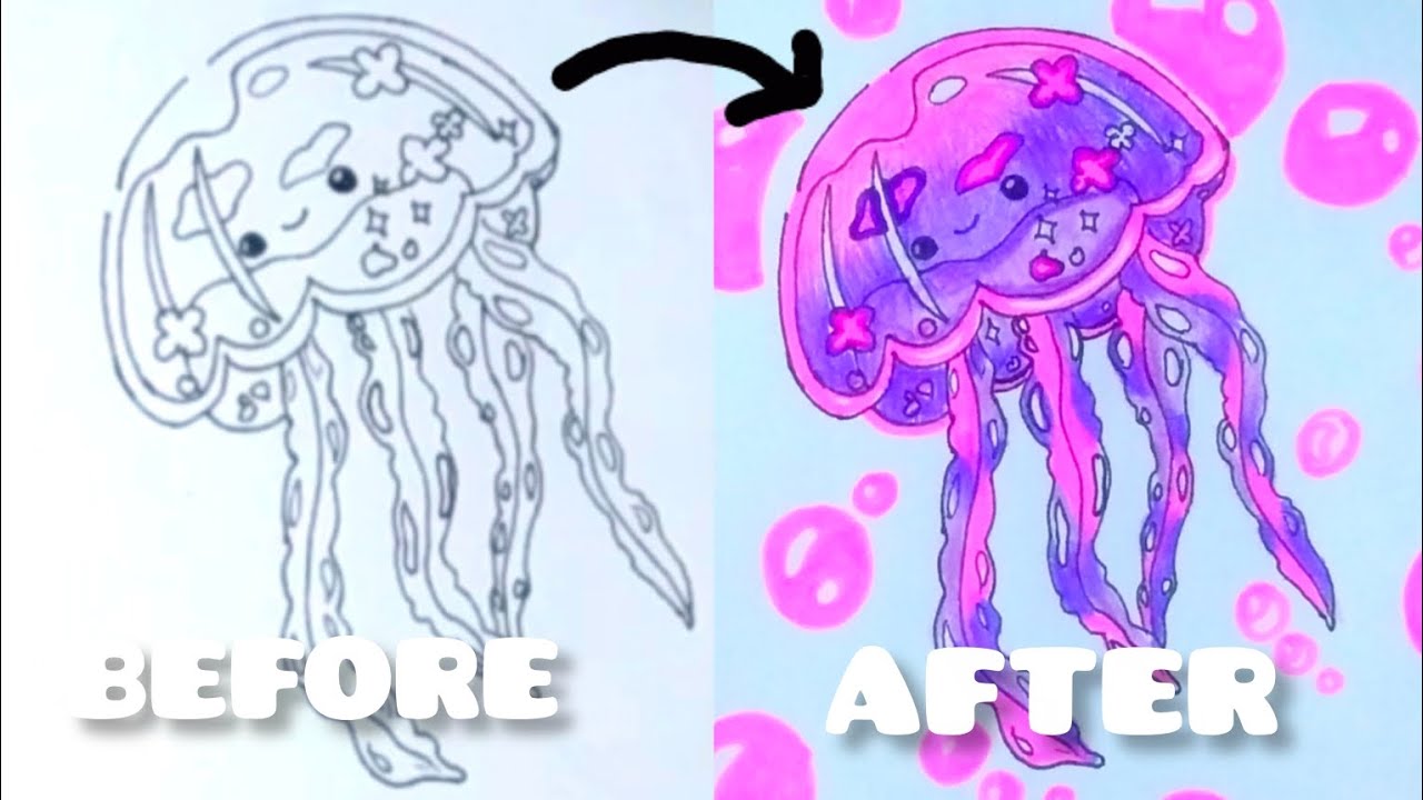 Jellyfish Drawing ︳Satisfying Coloring Process