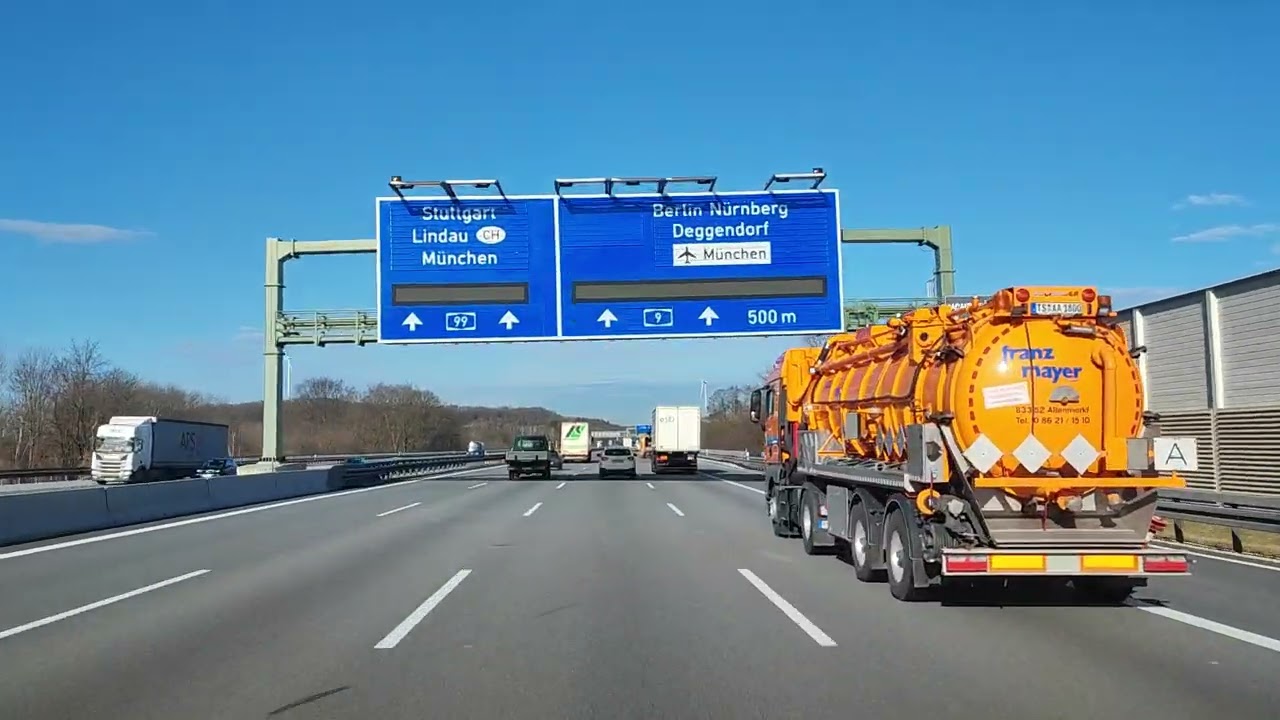 Autobahnfahrt von München nach Stuttgart / Einspannungshilfe und Autobahngenuss