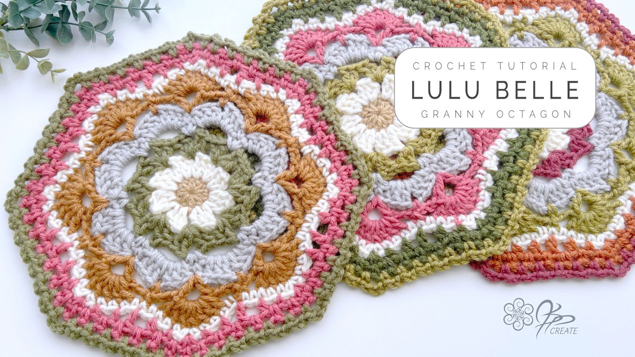 Восьмиугольный мотив Lulu Belle | Милый цветочный мотив, связанный крючком, вдохновленный садом.